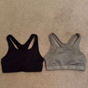 PINK Victoria's Secret Black and Gray Sports Bras
